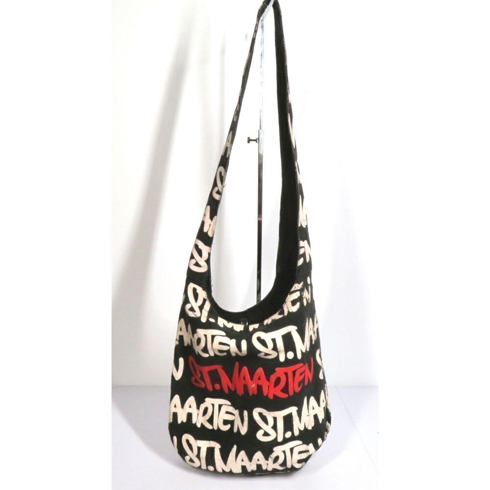 Robin Ruth St Maarten Black Canvas Single Strap Hobo Tote Bag Crossbody Bag
